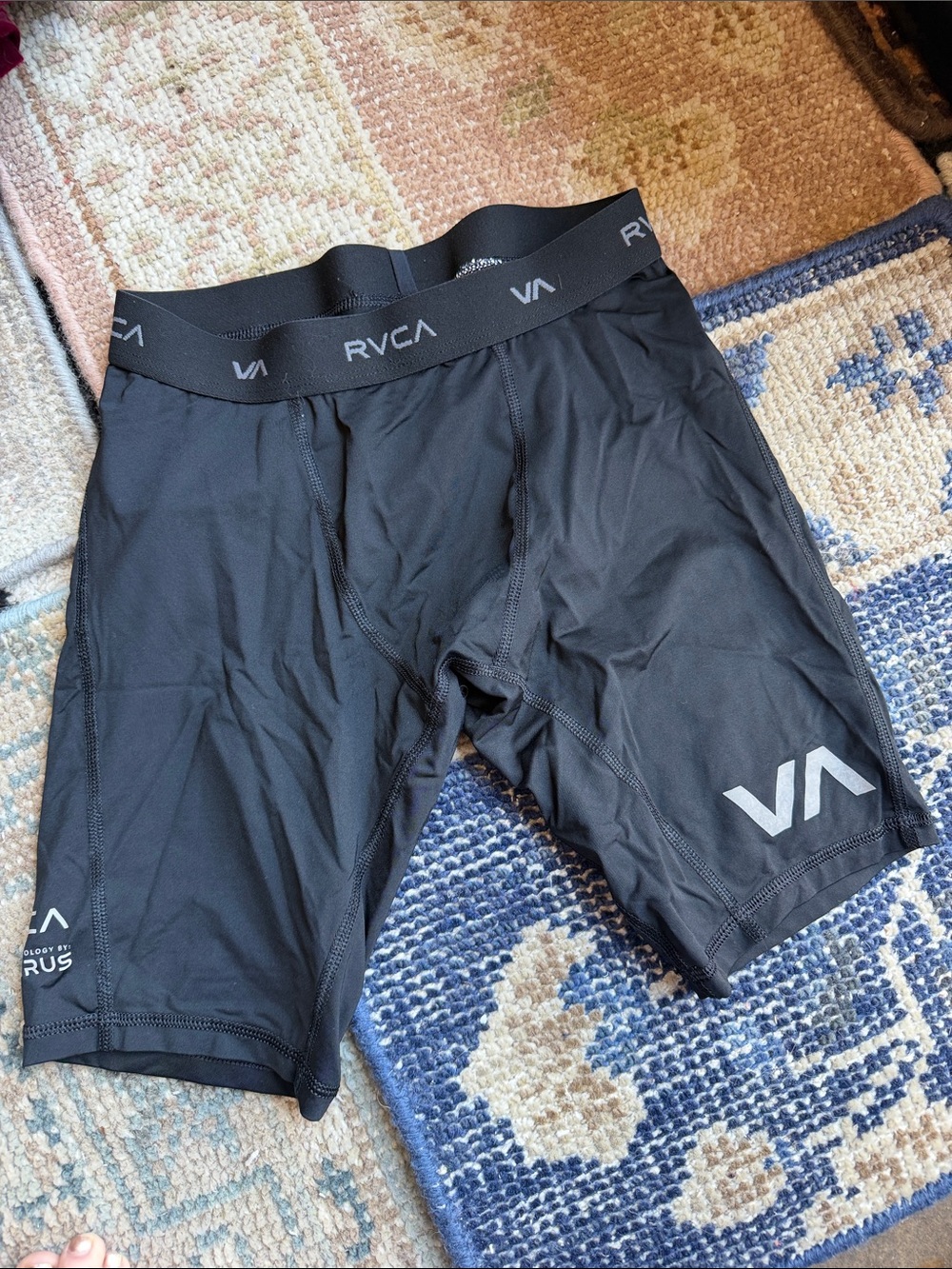 RVCA Black VA Logo Performance Compression Shorts